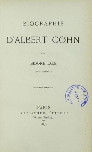 Biographie d'Albert Cohn